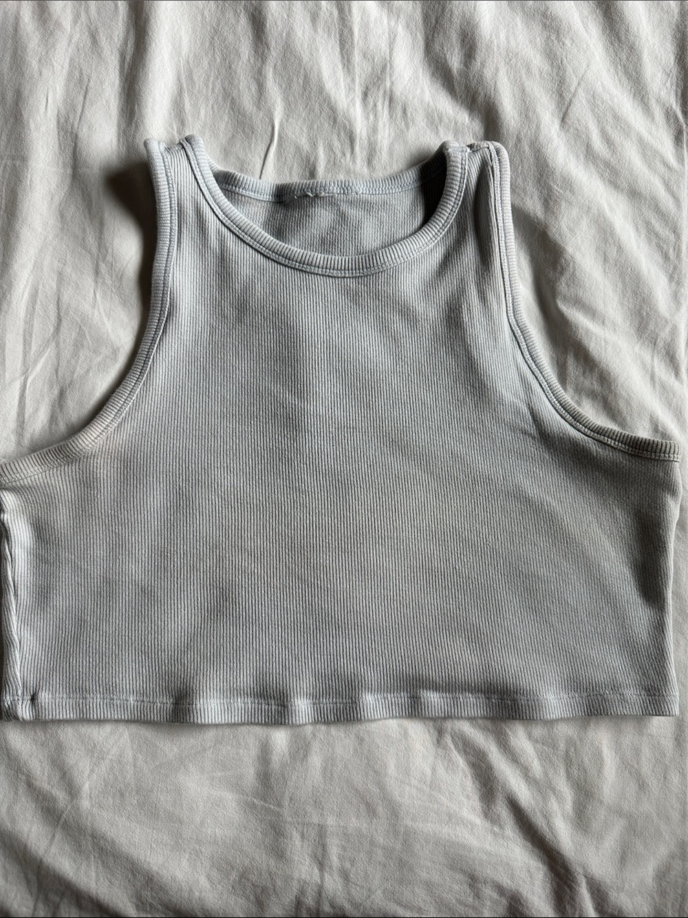 H&M Light Blue Ribbed Cropped Tank Top